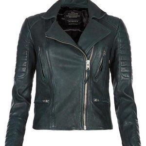 All Saints Leather Jacket - Size 6 - Deep Green